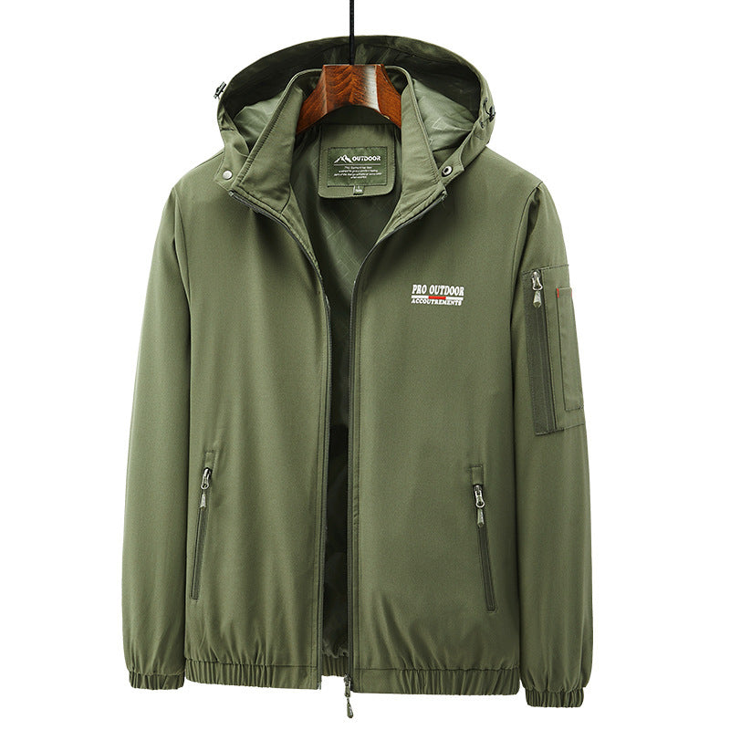 Herren Leichte Softshell-Outdoorjacke mit Kapuze, Ärmeltasche und Reißverschlusstaschen Shop Nory