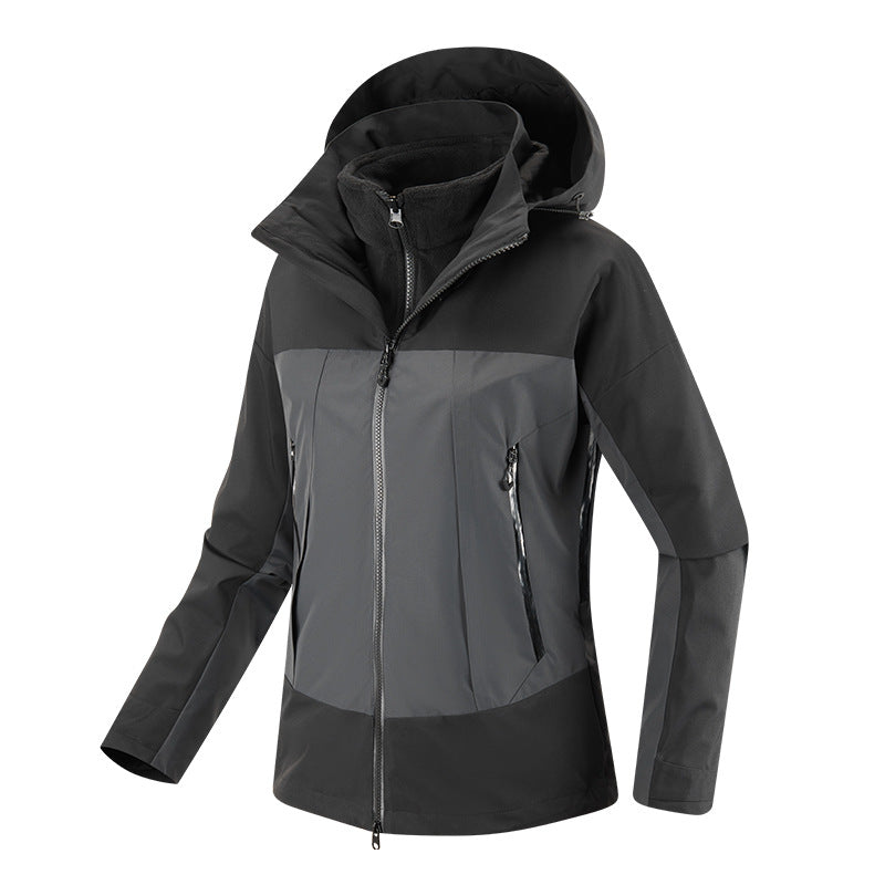 Damen zweilagige Softshell-Jacke mit herausnehmbarer Fleece-Innenjacke und verstellbarer Kapuze Shop Nory