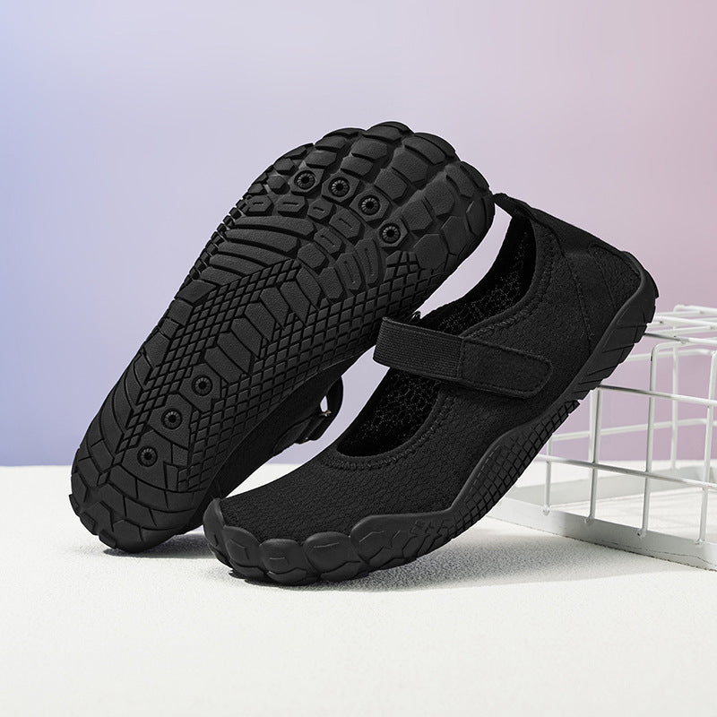 Damen Leichter Strick-Mary-Jane-Slipper mit Klettverschluss und flexibler Barfußsohle Shop Nory