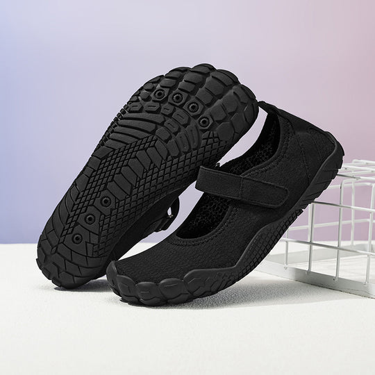 Damen Leichter Strick-Mary-Jane-Slipper mit Klettverschluss und flexibler Barfußsohle Shop Nory