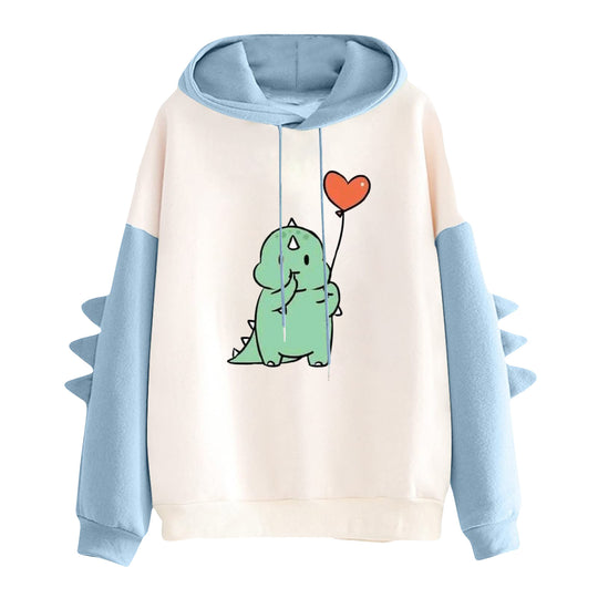 Damen nan Kapuzenpullover mit niedlichem Dinosaurierprint und dreidimensionalen Stacheln Shop Nory