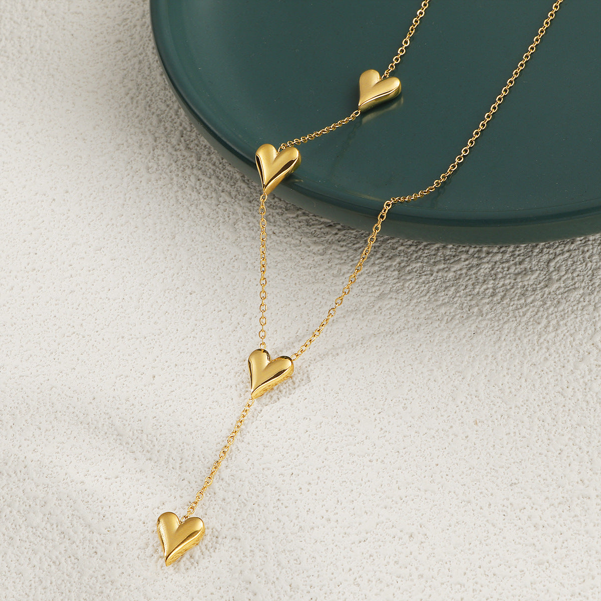 Damen elegante Y-Halskette mit Herzanhängern Shop Nory