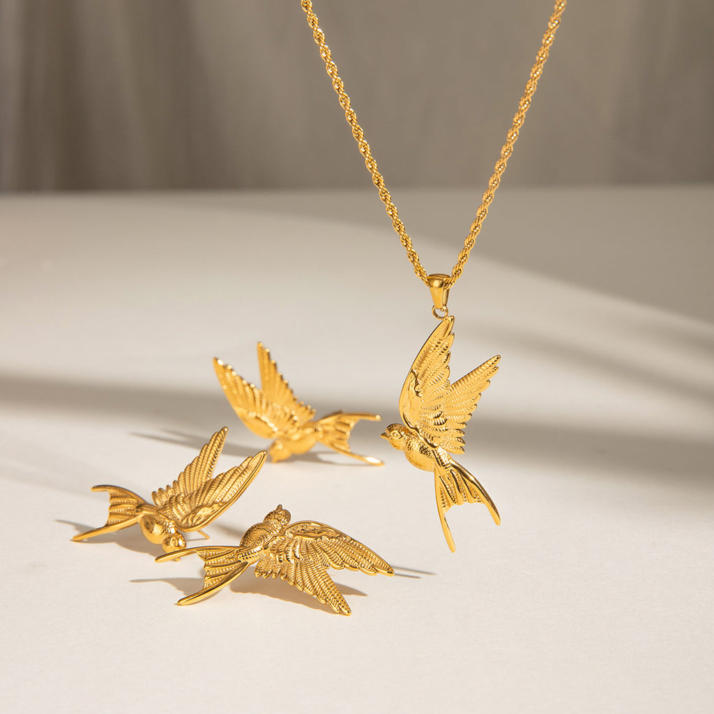 Damen Ohrhänger im eleganten Vogelmotiv aus hypoallergenem Edelstahl Shop Nory