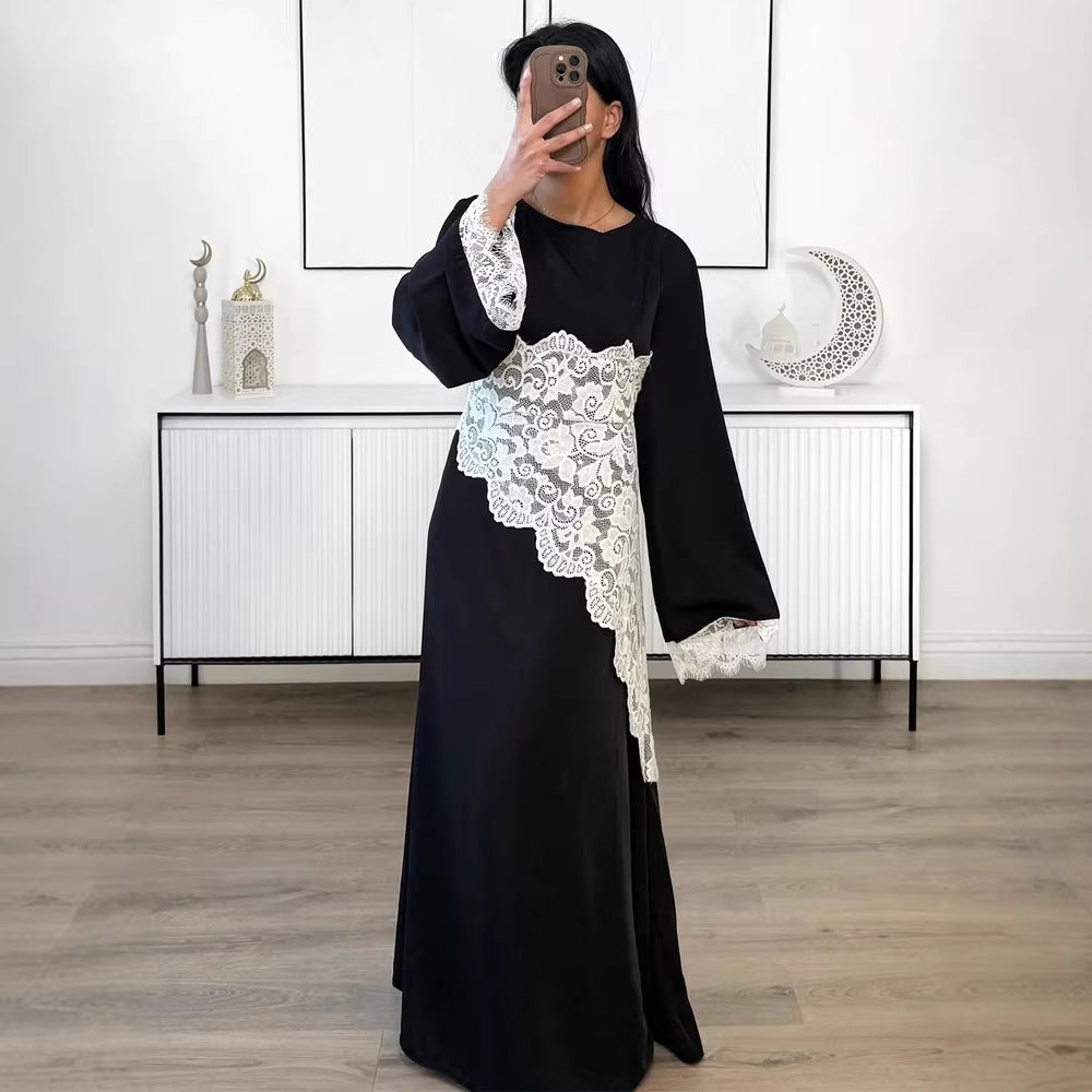 Damen Lagenlook-Spitzen-Tunika mit Bindegürtel und asymmetrischem Saum Shop Nory