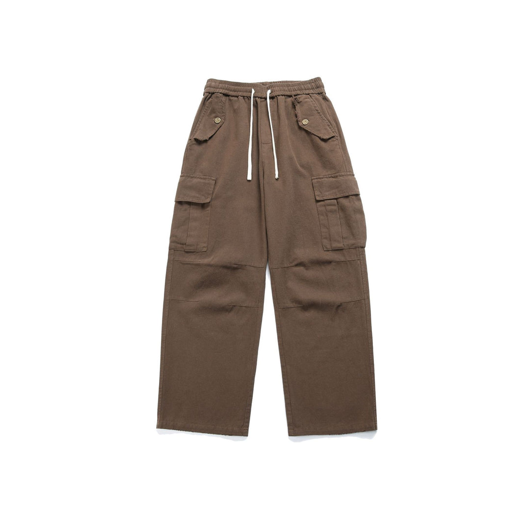 Damen High‑Waist Cargo‑Hose mit weitem Bein, elastischem Bund und Pattentaschen Shop Nory