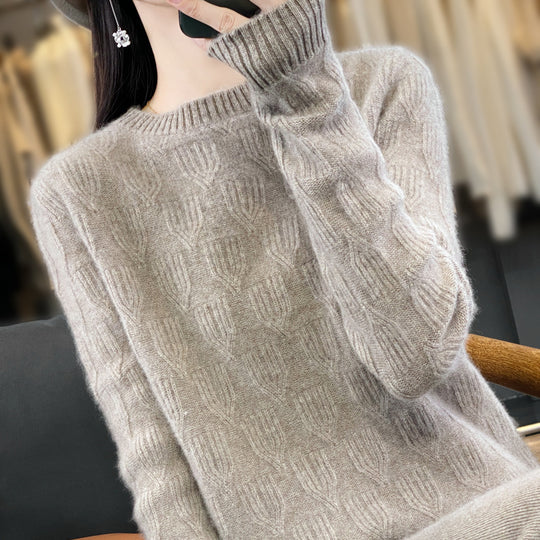 Damen Weicher Mohair‑Look Rundhalspullover mit erhabener Tulpenstruktur Shop Nory