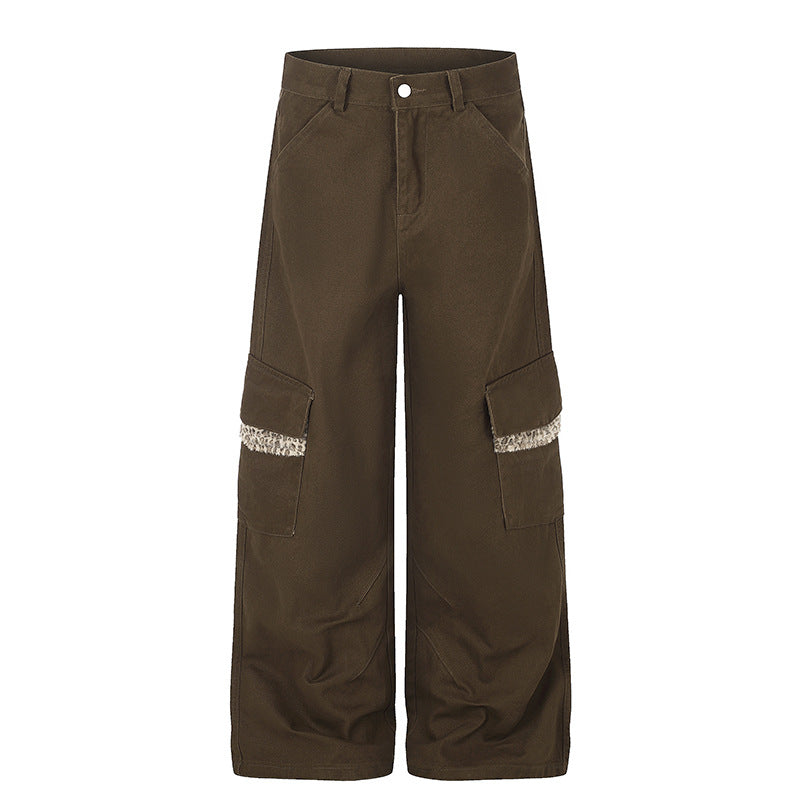 Damen Weite Cargo-Hose mit hoher Taille, großen Klappentaschen und Fellbesatz Shop Nory