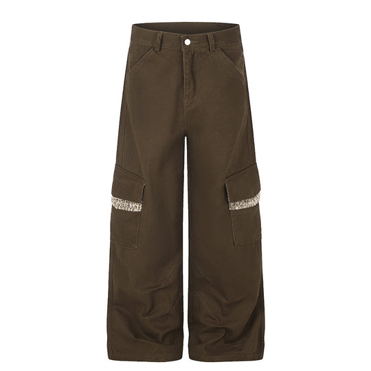 Damen Weite Cargo-Hose mit hoher Taille, großen Klappentaschen und Fellbesatz Shop Nory
