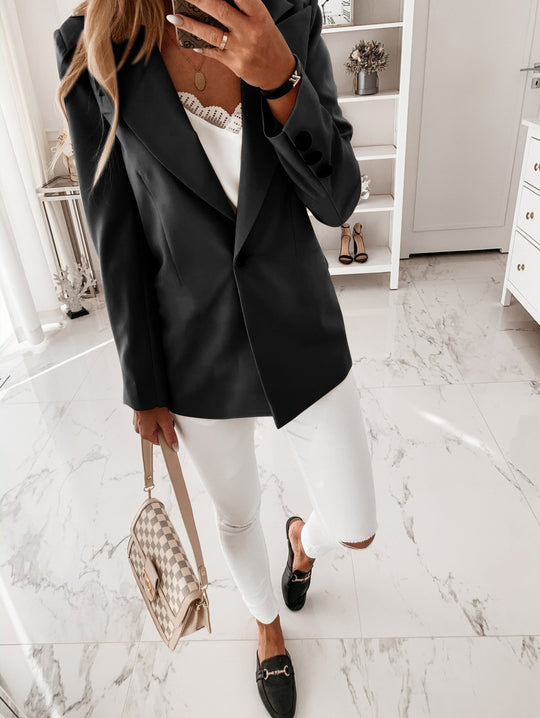 Damen Langblazer mit einreihiger Knopfleiste, tailliertem Schnitt und soften Schulterpolstern Shop Nory