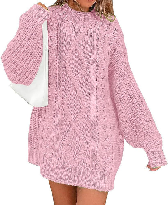 Damen Oversize Strickkleid mit Zopf- und Rippstruktur Shop Nory