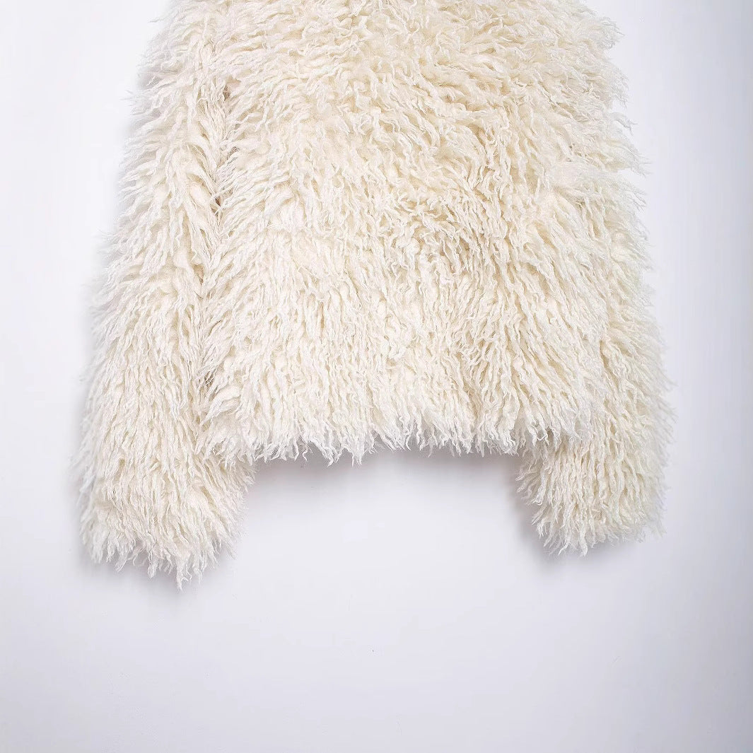 Damen Kurzjacke aus Kunstfell mit langfloriger Shag-Struktur Shop Nory