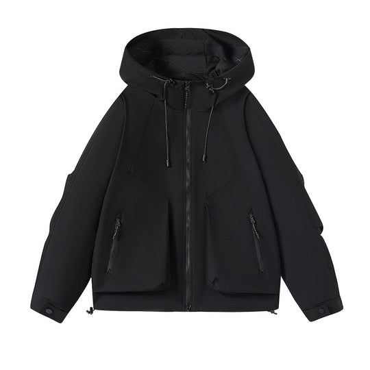 Herren Technische Outdoorjacke mit verstellbarer Kapuze und vielen Taschen Shop Nory