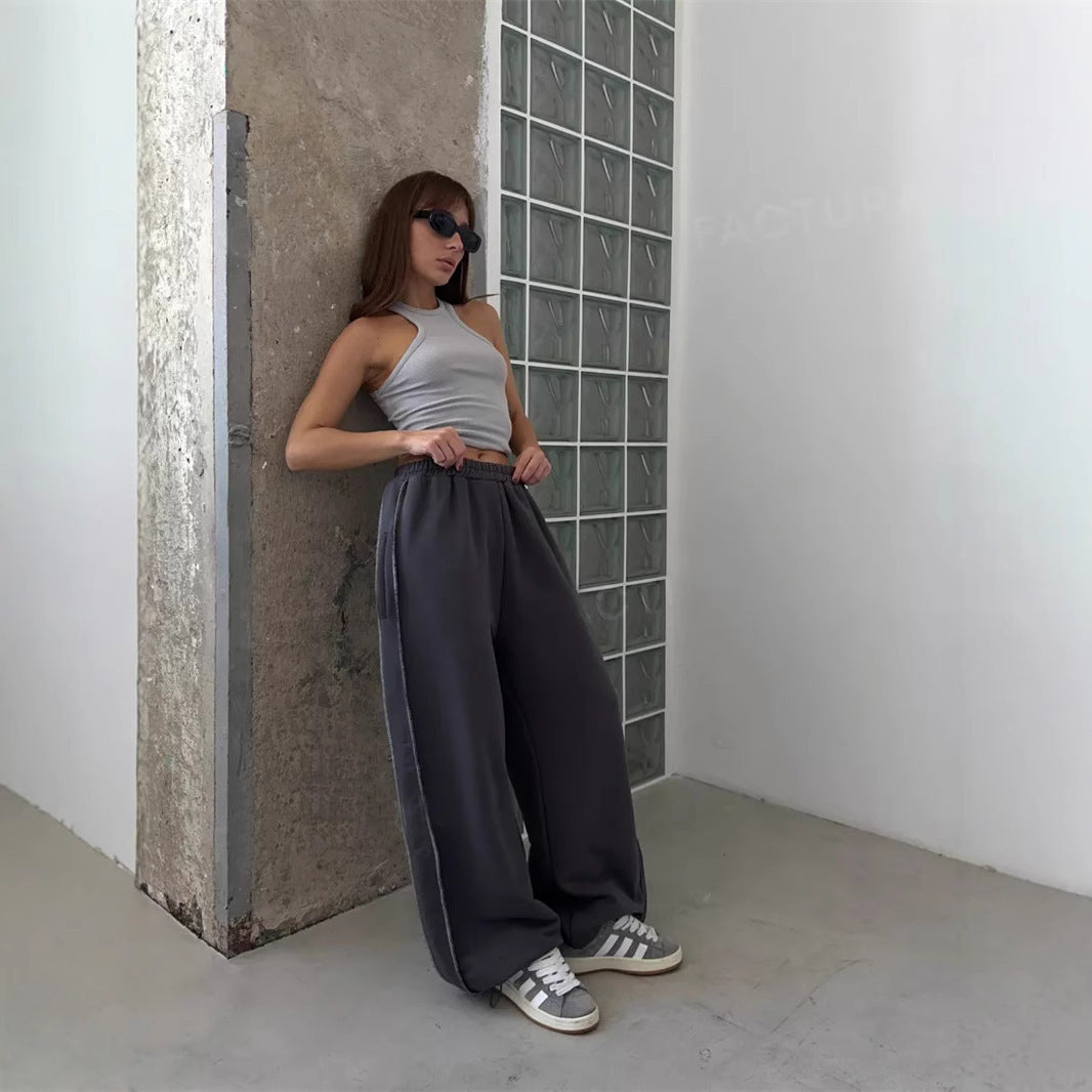 Damen locker sitzende High-Waist Sweatpants mit weitem Bein und elastischem Bund Shop Nory
