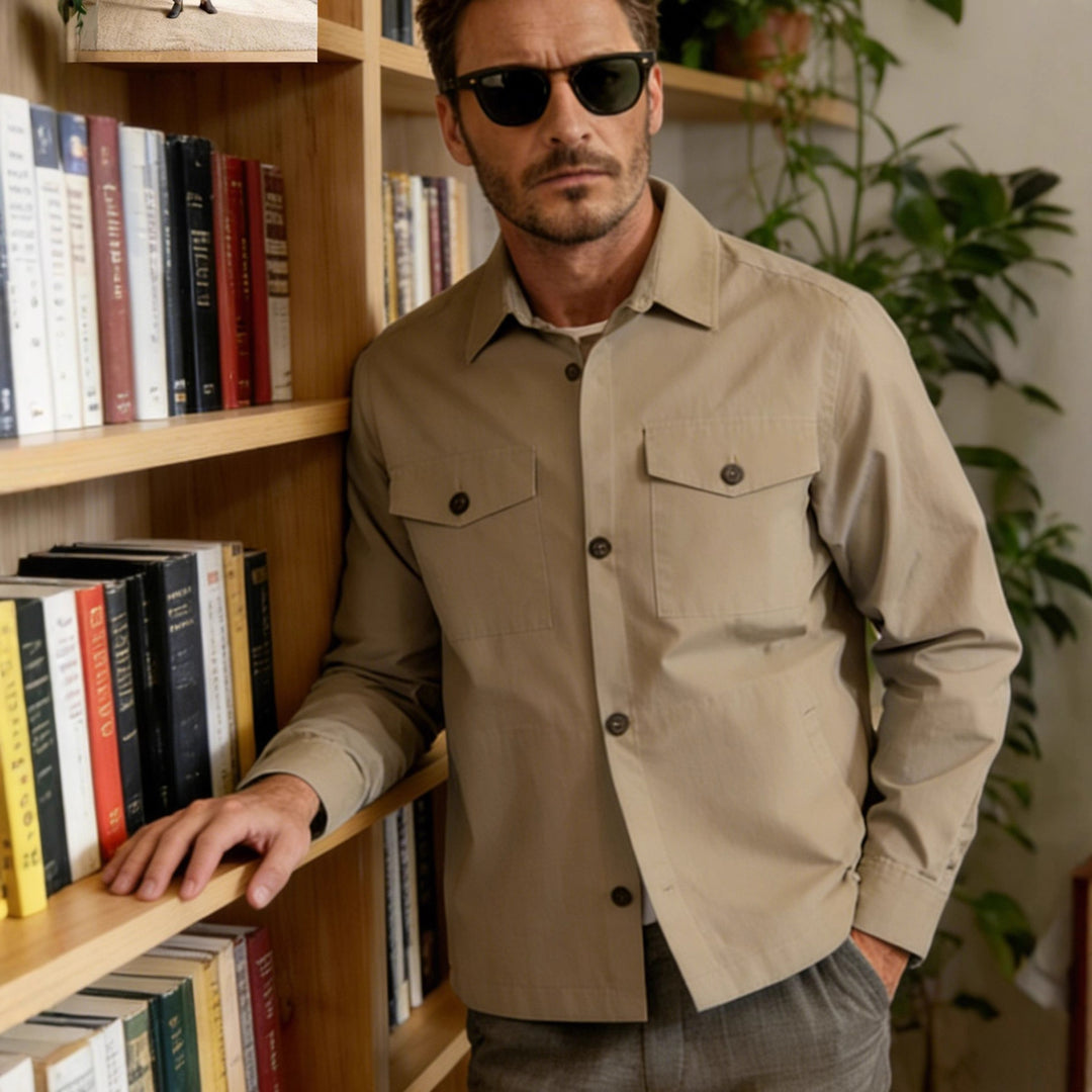 Herren Overshirt-Hemdjacke mit Pattentaschen und klassischem Hemdkragen Shop Nory