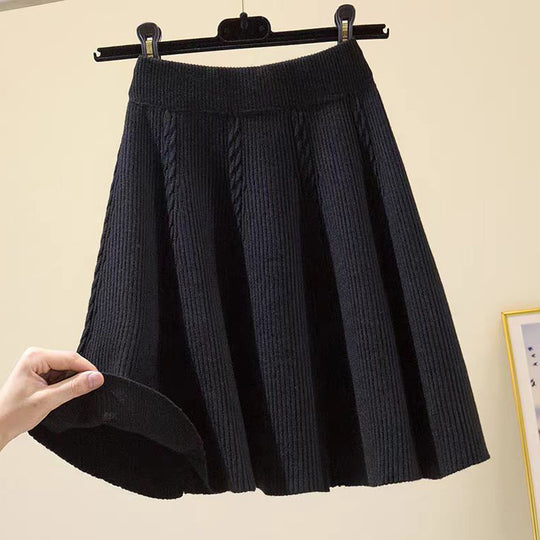 Damen Wadenlanger Strickrock mit Zopfmuster Shop Nory