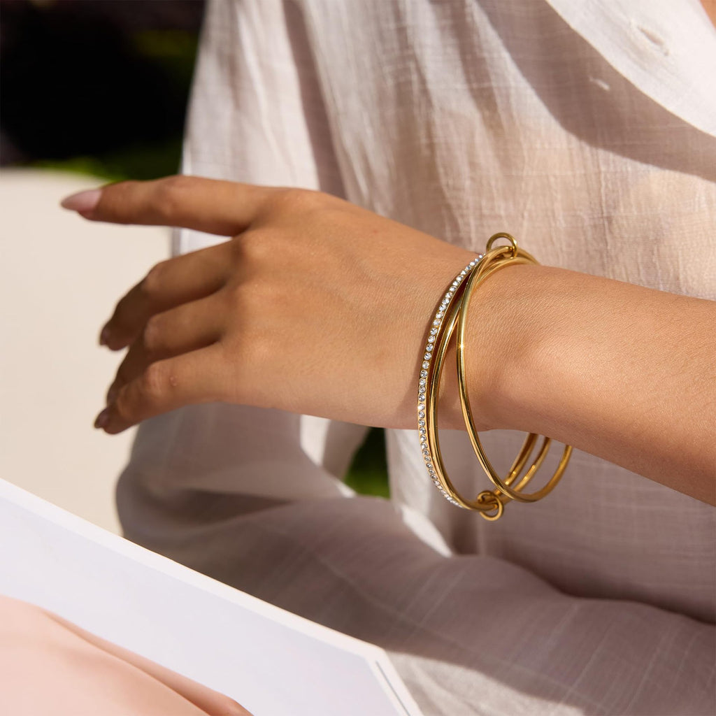 Damen eleganter Armreif mit polierten Silber- und Goldakzenten Shop Nory