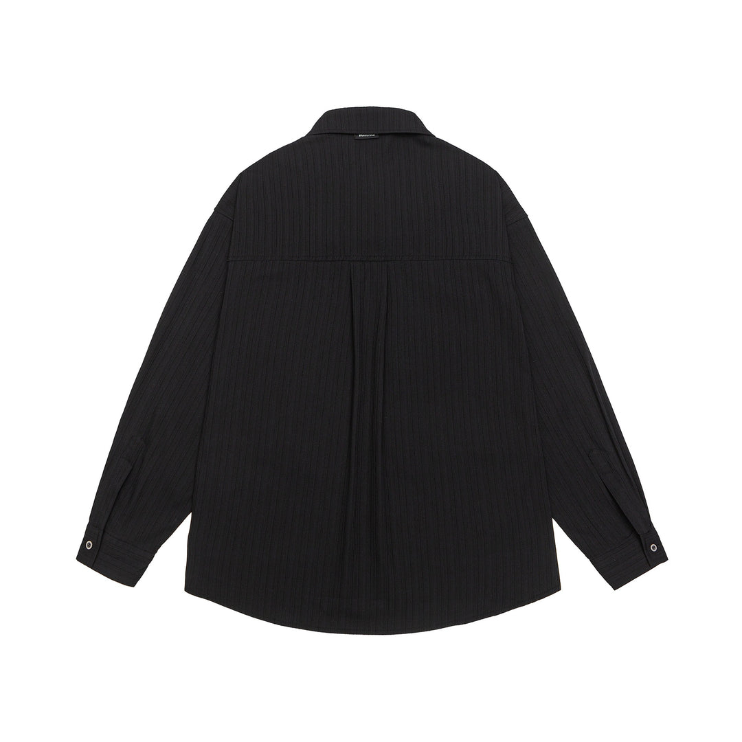 Unisex Oversize-Hemd mit feiner Rippenstruktur, Brusttasche und Kentkragen Shop Nory