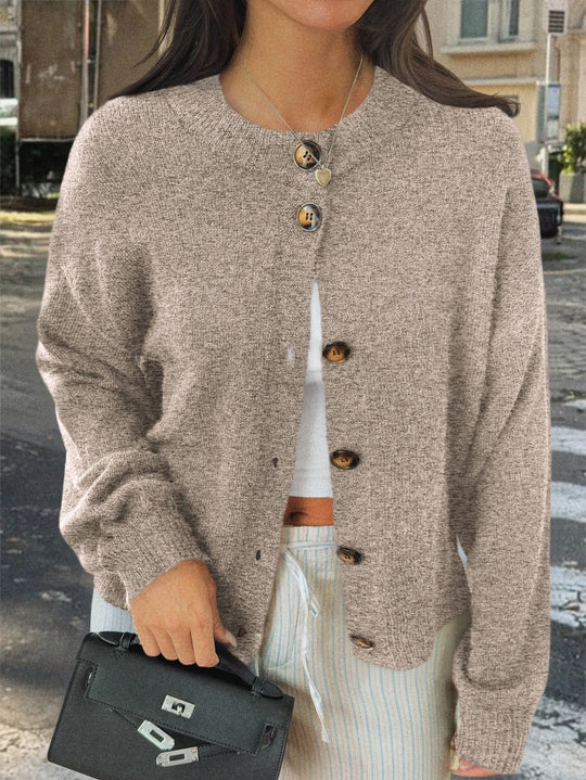 Damen kuschelige Strickjacke mit Oversize-Schnitt und Hornoptik-Knöpfen Shop Nory