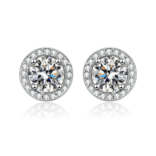 Quadratische Princess Schliff Ohrstecker Aus Sterlingsilber mit Funkelnden Zirkonia Steckverschluss