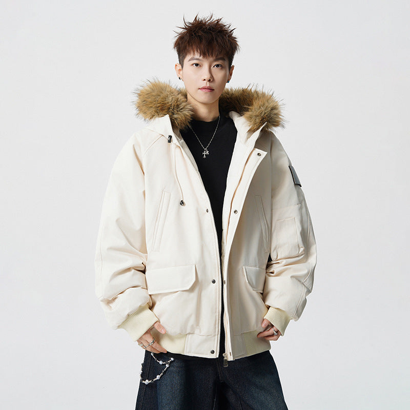 Herren Wattierter Oversize-Parka mit Kunstfellkapuze und Utility-Taschen Shop Nory