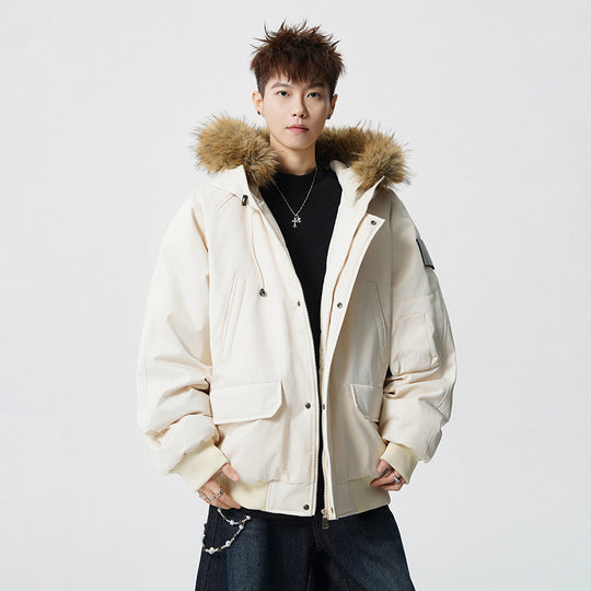 Herren Wattierter Oversize-Parka mit Kunstfellkapuze und Utility-Taschen Shop Nory