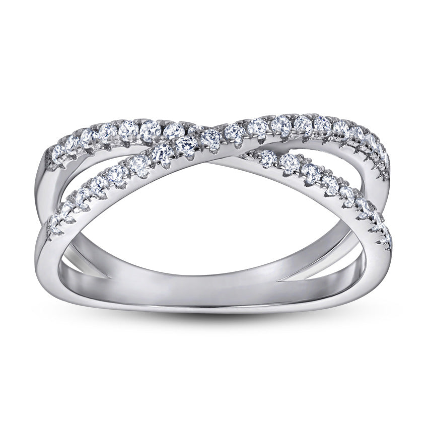 Damen Doppelring mit funkelndem Zirkonia-Besatz Shop Nory