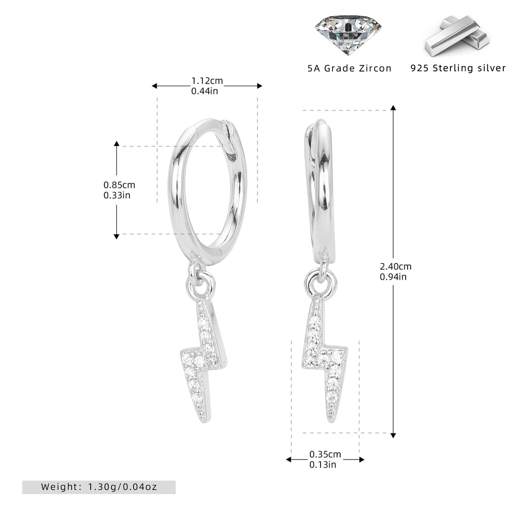 Damen Ohrhänger mit funkelndem Blitzdesign aus 925 Sterling Silber und Zirkonbesatz Shop Nory