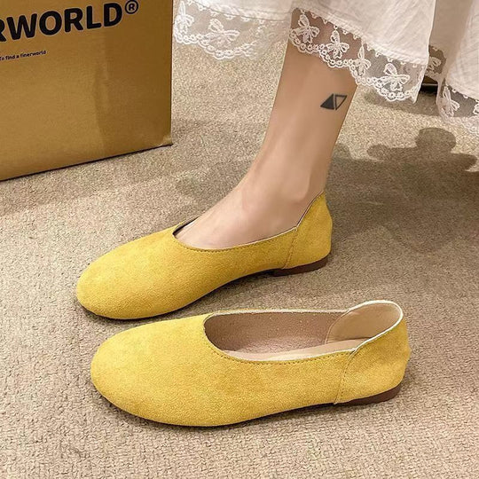 Damen Minimalistische Wildleder-Ballerina-Slipper mit gepolstertem Komfortfußbett Shop Nory