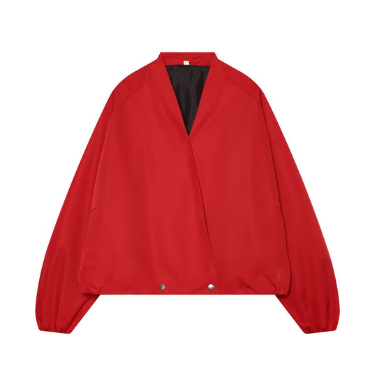 Damen Kurzjacke im Bomberstil mit Kimono-Kragen, Ballonärmeln und elastischem Saum Shop Nory