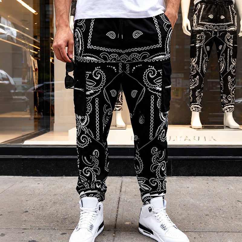 Herren Cargo-Jogginghose im Bandana-Print mit Cargo-Taschen & elastischem Bund Shop Nory