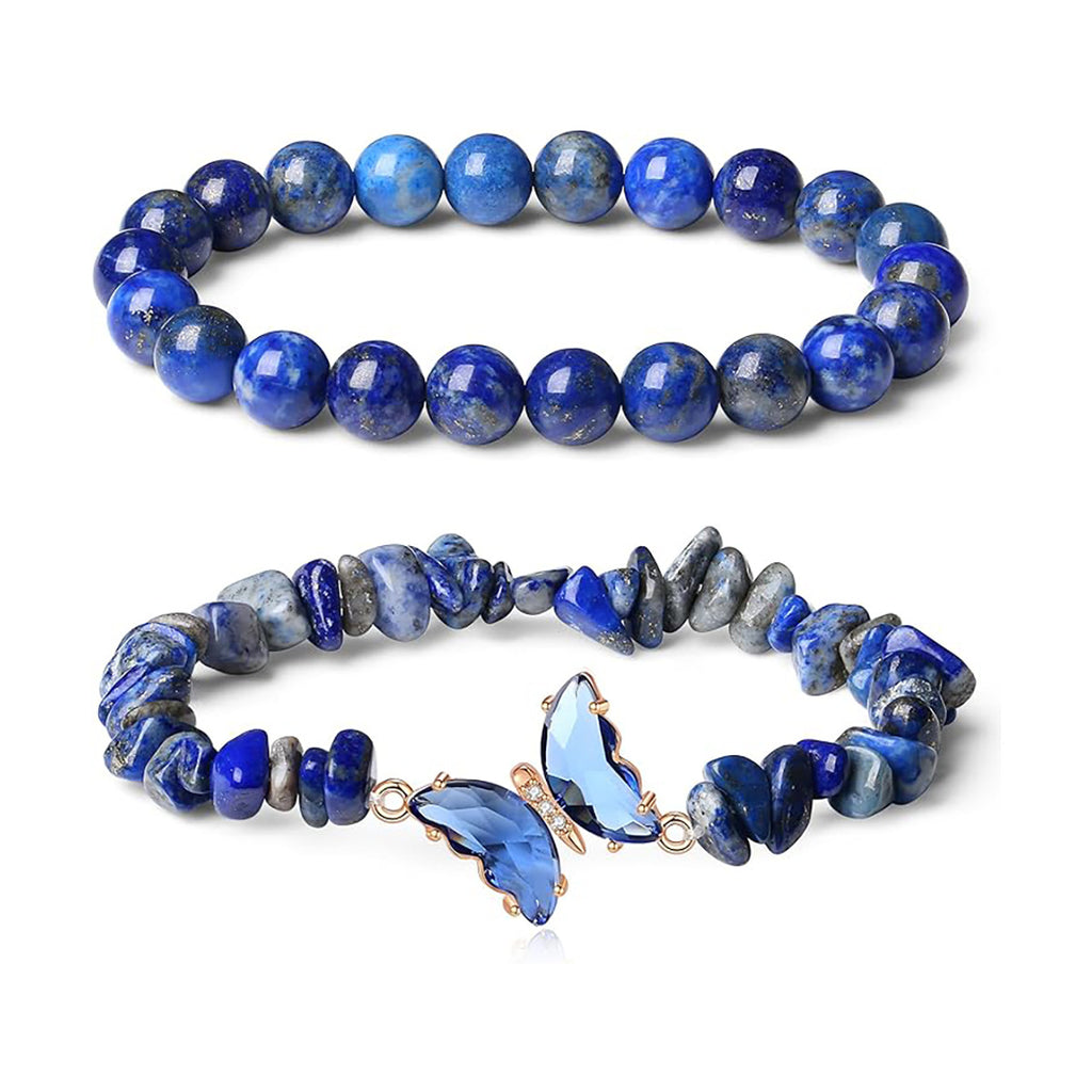 Damen Armbandset aus blauem Edelsteinschmuck mit filigranen Details Shop Nory