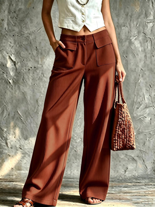 Damen Weite Cord-Palazzohose mit hoher Taille und aufgesetzten Pattentaschen Shop Nory