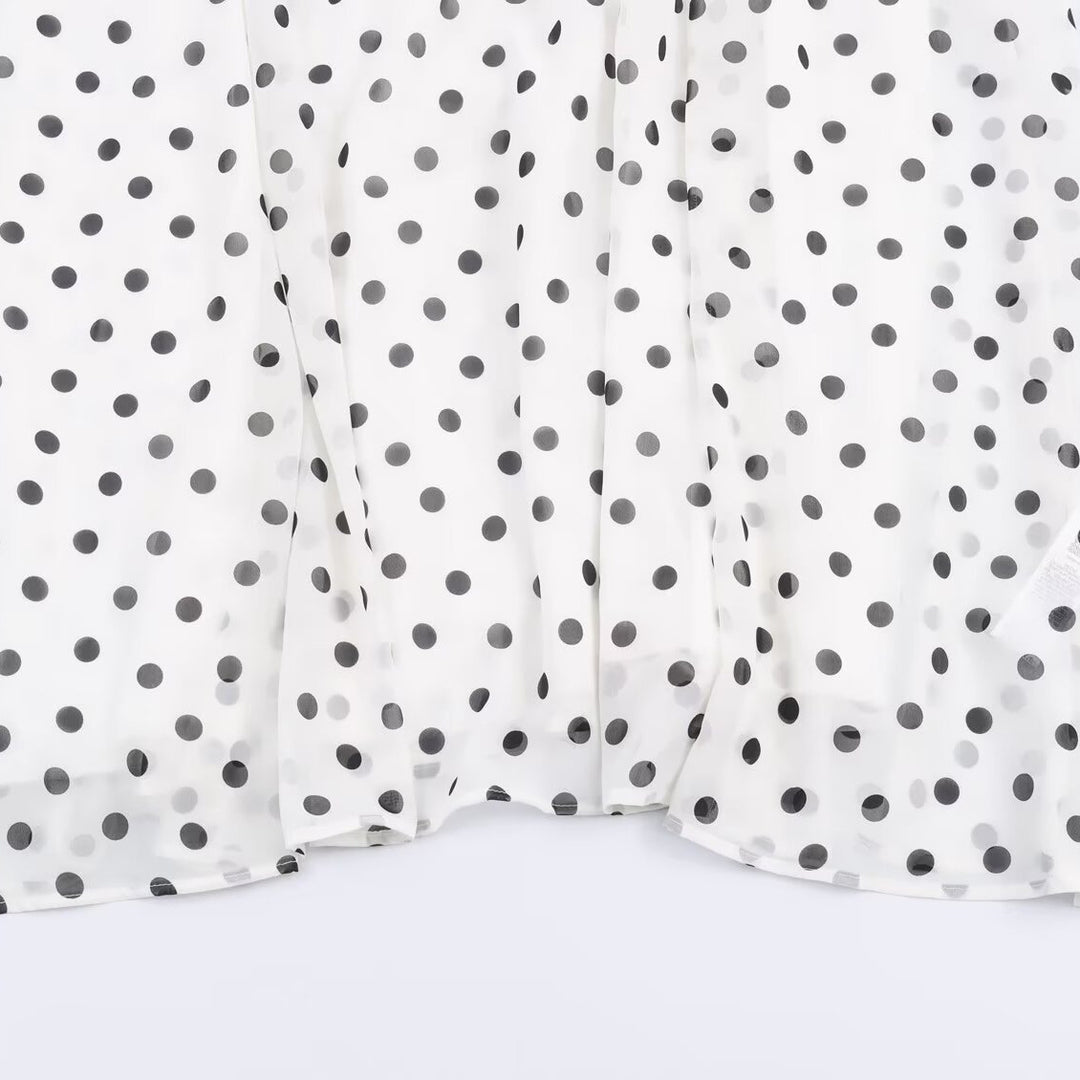 Damen Midikleid im Retro-Punkte‑Look mit taillierter Schnittführung und Ballonärmeln Shop Nory