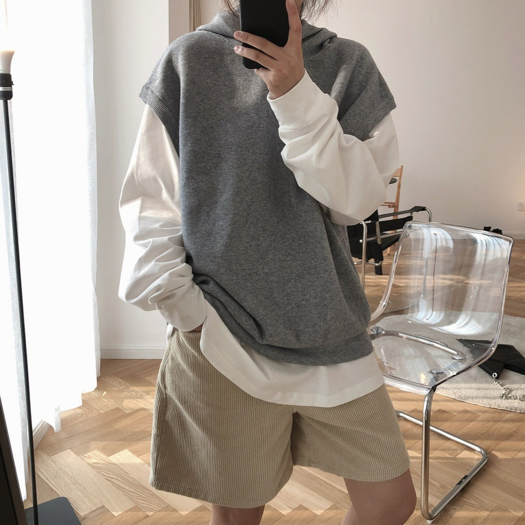 Damen Ärmellose Kapuzenstrick‑Weste im Oversize‑Cut aus feinem Strick Shop Nory