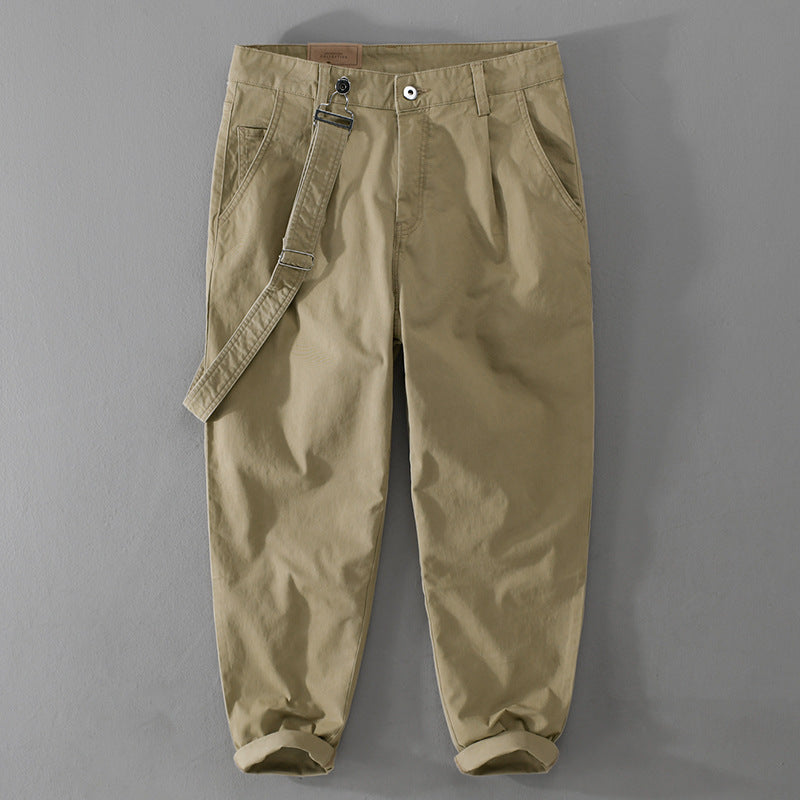 Herren Tapered-Chinohose mit abnehmbarem Gurt, hohem Bund und gekrempeltem Saum Shop Nory