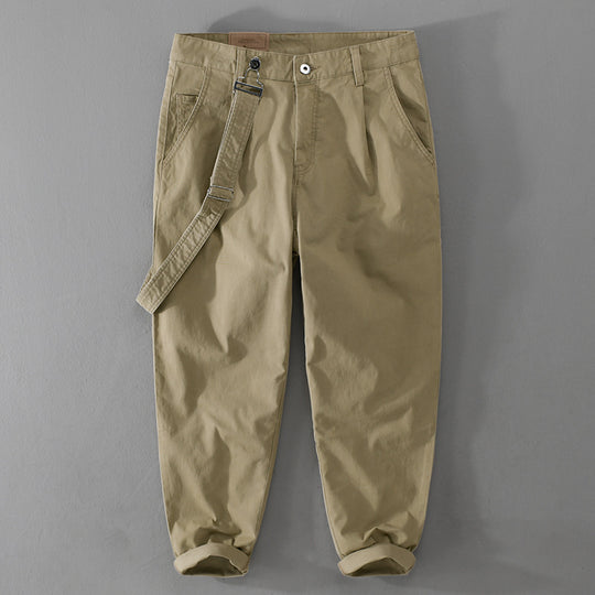 Herren Tapered-Chinohose mit abnehmbarem Gurt, hohem Bund und gekrempeltem Saum Shop Nory