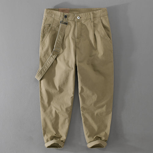 Herren Tapered-Chinohose mit abnehmbarem Gurt, hohem Bund und gekrempeltem Saum Shop Nory