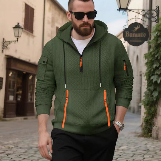 Herren sportlicher Kapuzenpullover mit strukturiertem Design und praktischen Reißverschlusstaschen