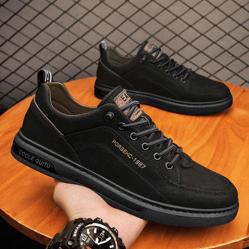 Herren elegante niedrige Leder-Sneaker mit Komfortfußbett und rutschfester Gummisohle Shopy Nory