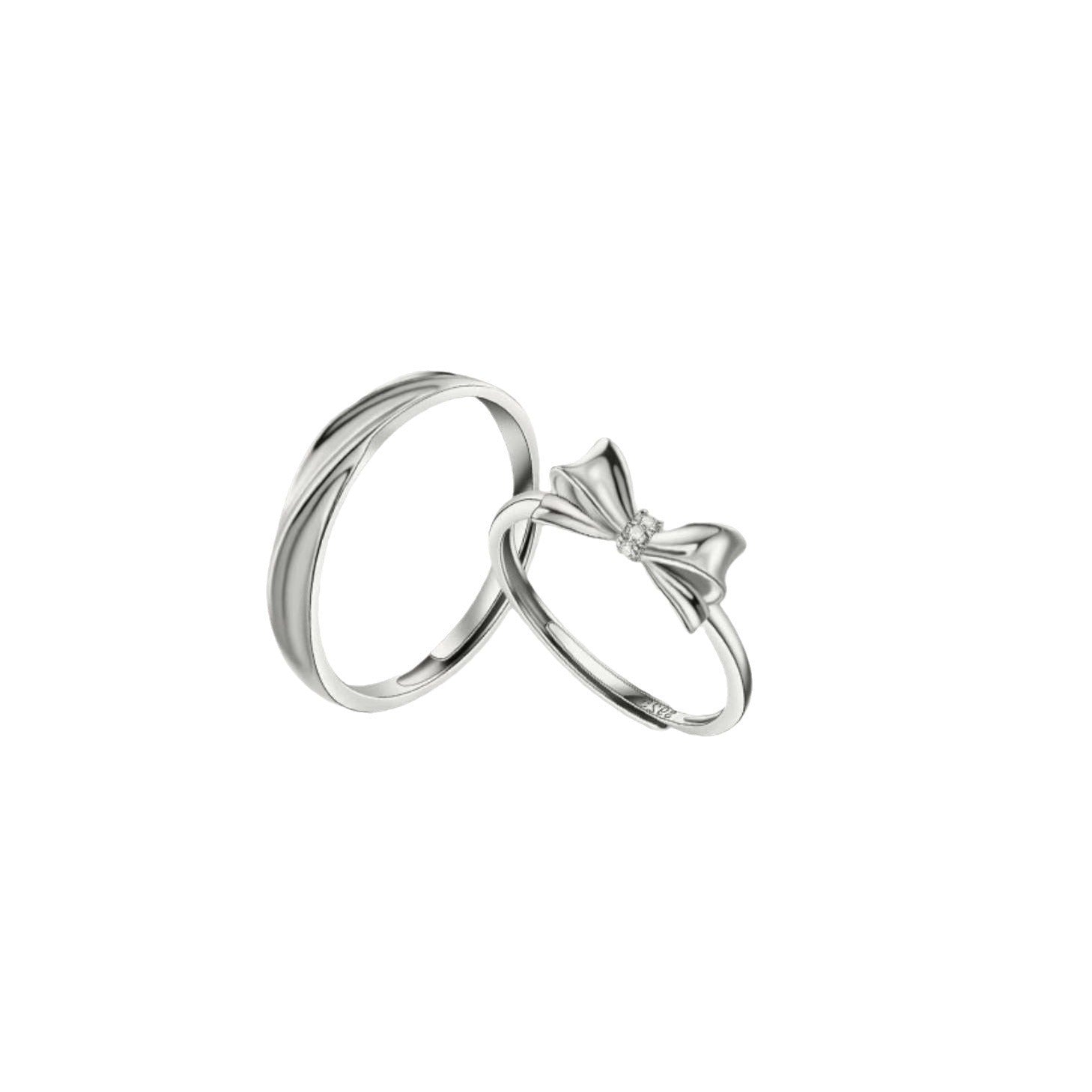 Damen Trauring-Set mit kunstvollem Schleifen-Design und eleganten Zirkonia Shop Nory