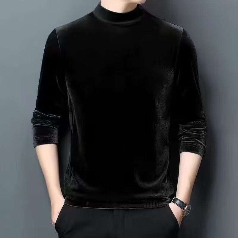 Herren Feiner Samt-Halbrollkragenpullover Slim-Fit Shop Nory