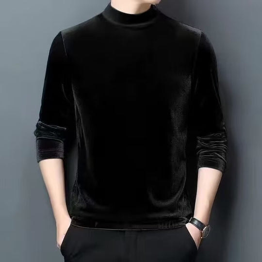 Herren Feiner Samt-Halbrollkragenpullover Slim-Fit Shop Nory