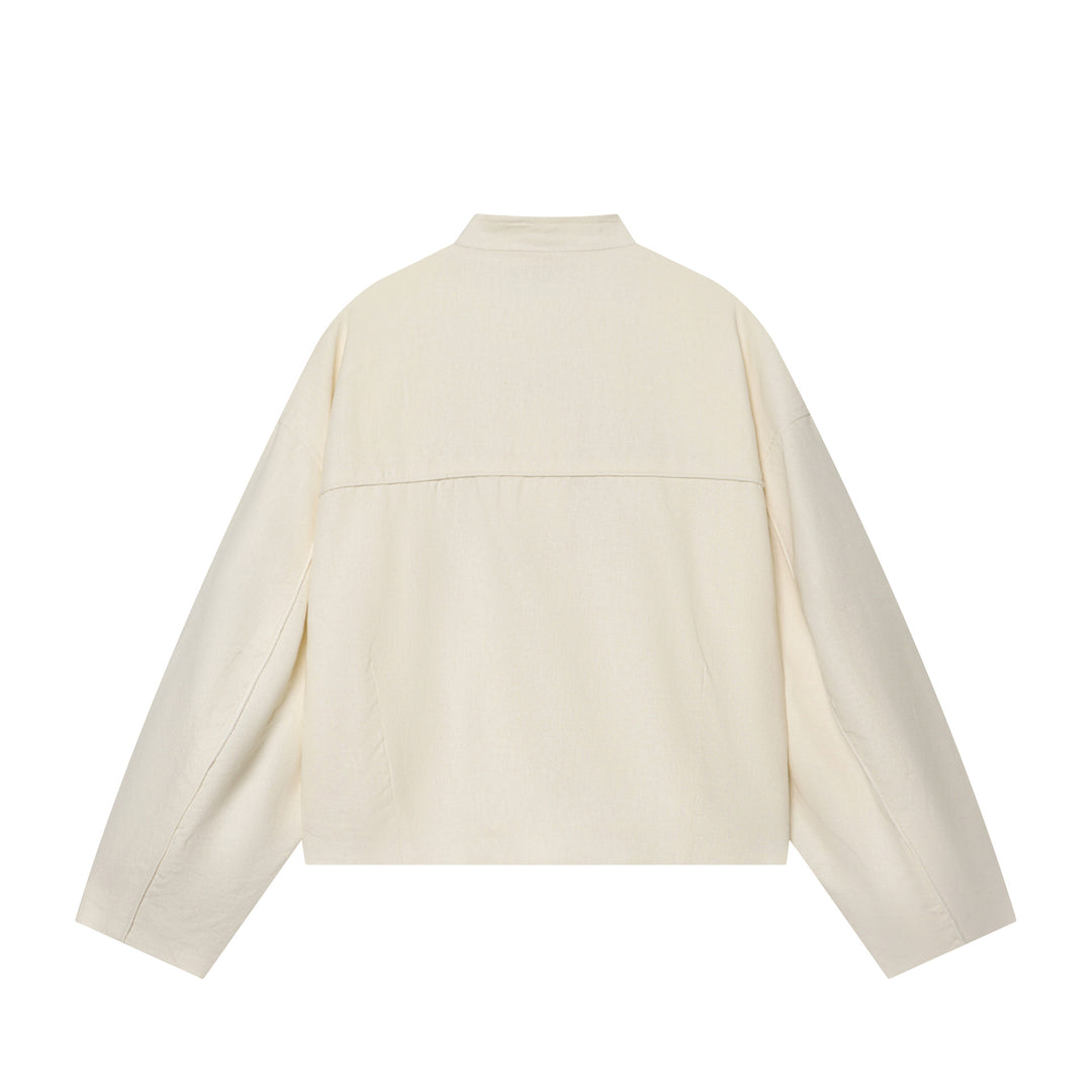 Damen Cropped Jacke mit Stehkragen und dekorativen Knotenknöpfen Shop Nory