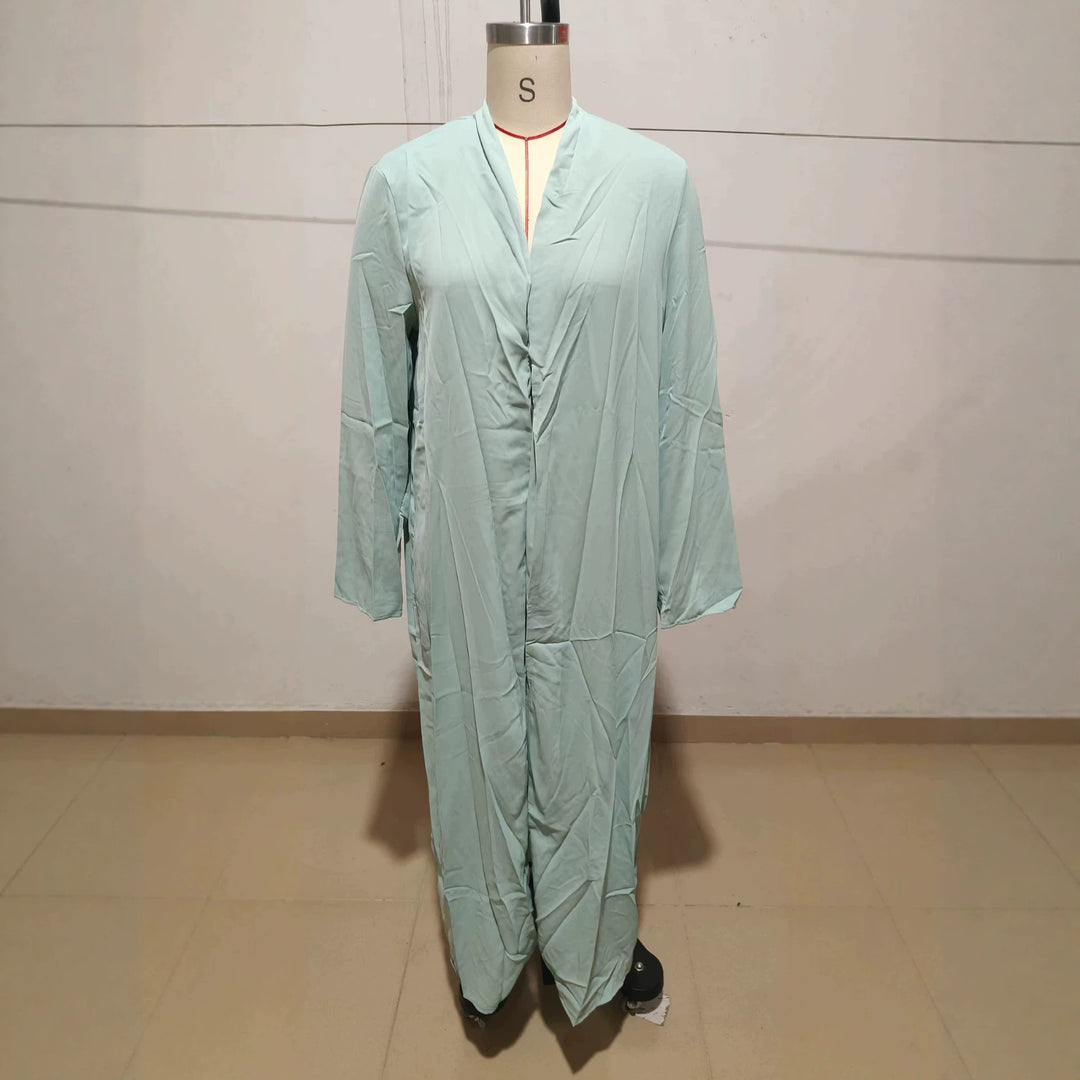 Damen Langer Kaftan‑Mantel mit fließender V‑Ausschnitt Drapierung Shop Nory