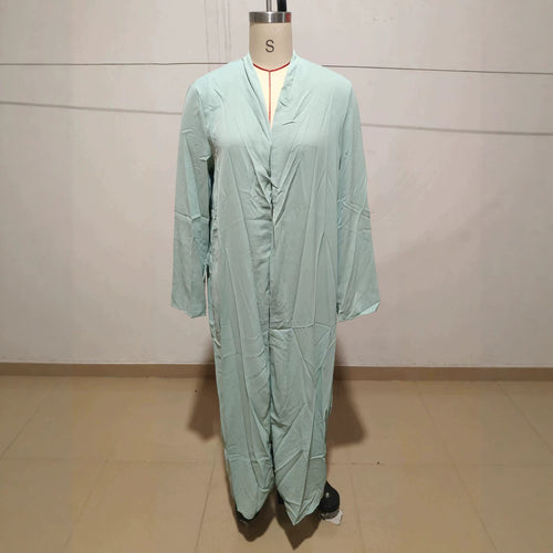 Damen Langer Kaftan‑Mantel mit fließender V‑Ausschnitt Drapierung Shop Nory