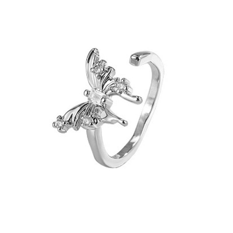 Damenring mit kunstvollem Schmetterlingsdesign und funkelnden Zirkonia Shop Nory