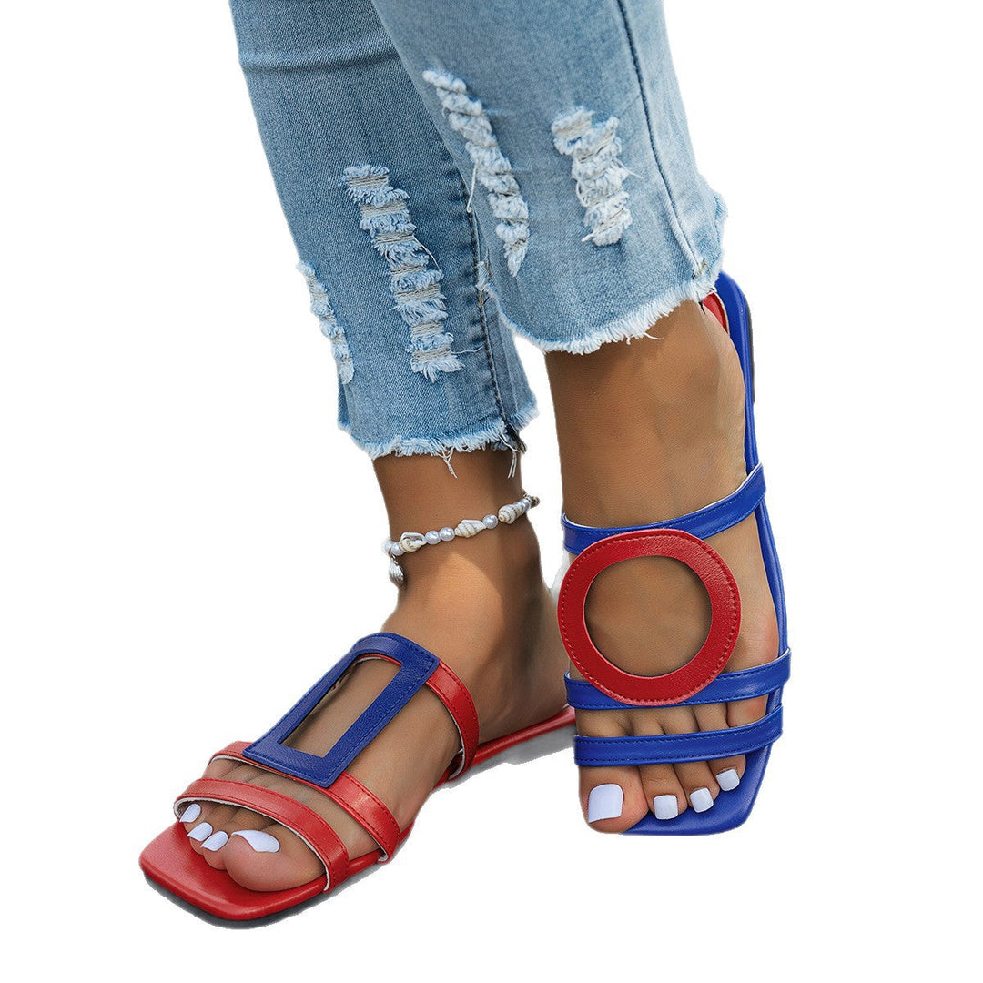 Damen Mode-Sandaletten mit modischen Riemen und geometrischen Details