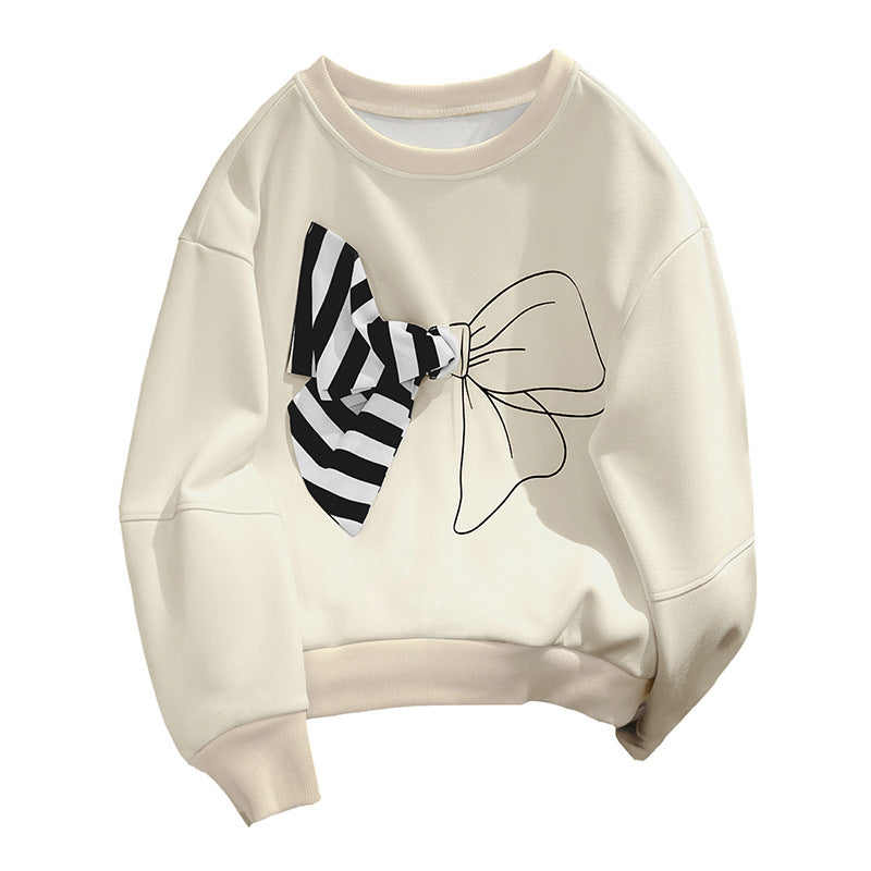 Damen Lässiger Sweatshirt mit Schleifen-Design Shop Nory