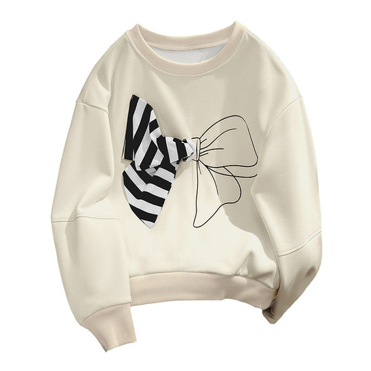 Damen Lässiger Sweatshirt mit Schleifen-Design Shop Nory