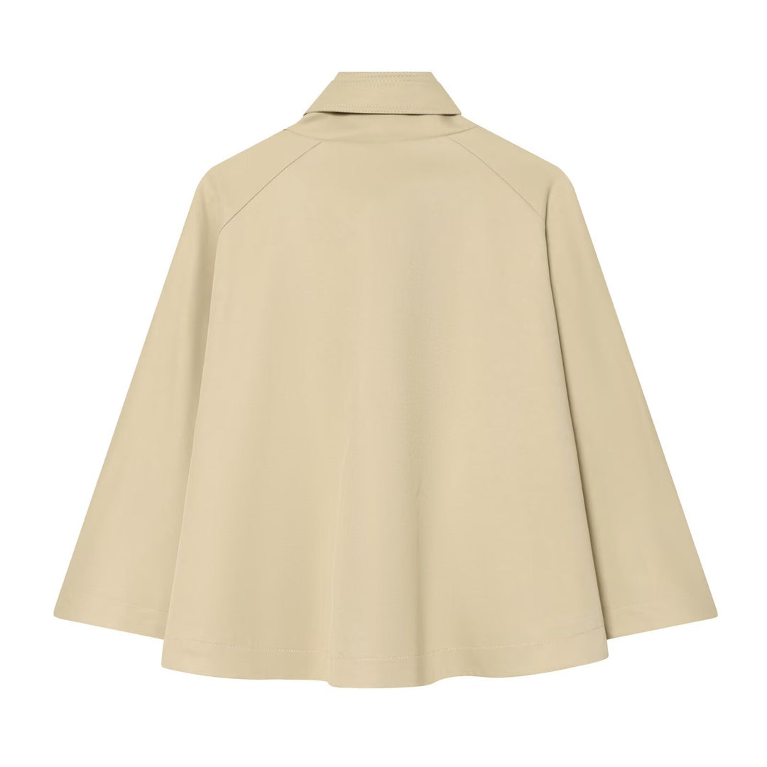 Damen Kurze Trench‑Capejacke mit Stehkragen und doppelreihiger Knopfleiste Shop Nory